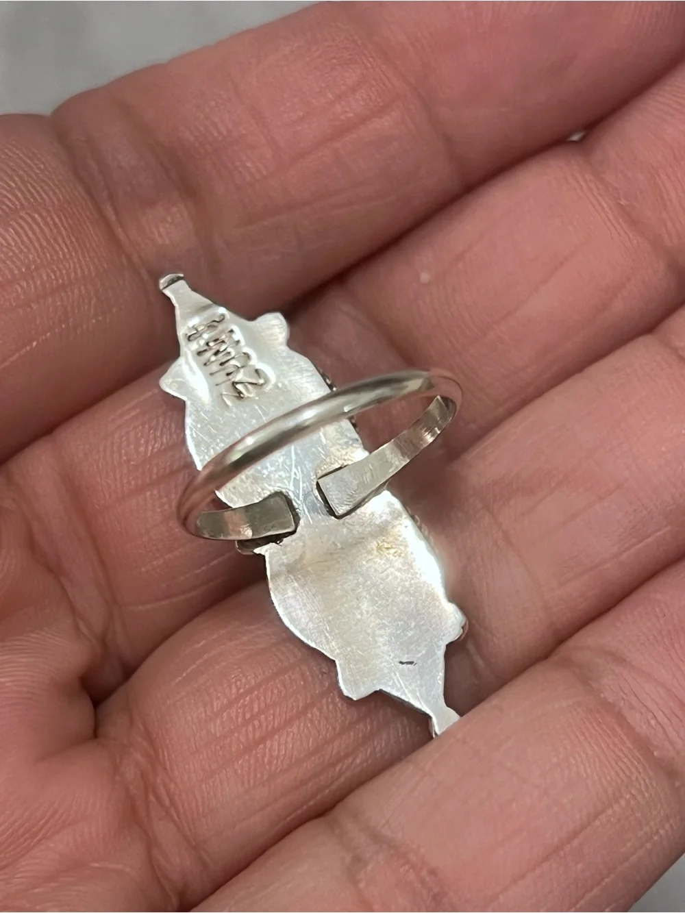 925 Sterling Silver & Kingman Turquoise Native Zuni Needlepoint Ring size 6